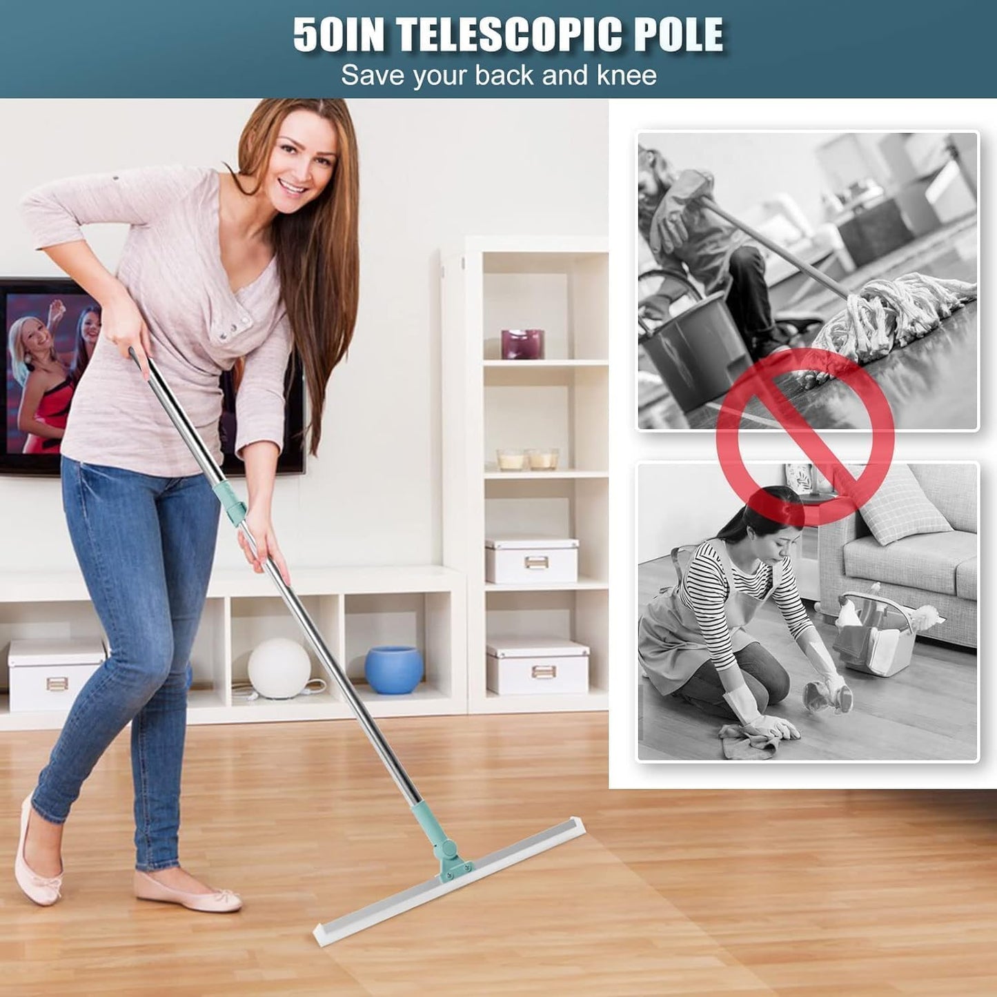 Multifunctional Magic Broom Sweeper | Detachable Indoor Cleaning Broom | Silicone Floor Squeegee Broom with Extended Handle | 180-Degree Rotatable Wiper (2 in 1)