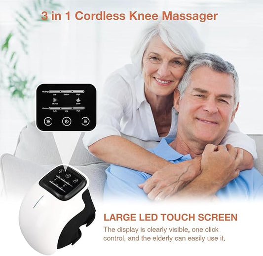 Abgrow Knee Massager with Heat, Infrared & Vibration Therapy for Joint Pain Relief, Arthritis & Cramps – Rechargeable Smart Knee Physiotherapy Machine for Men & Women