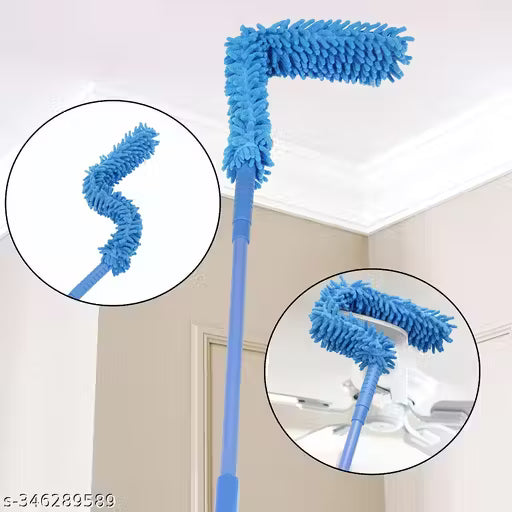 Fan Cleaner Brush with Long Rod Flexible Fan Cleaning Mop Microfiber Dust Cleaner Foldable Duster for Home Cleaning Microfiber Duster for Cleaning of Home, Kitchen, Car, Ceiling, Multi-Color