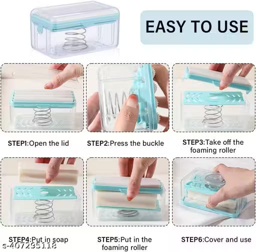 2 in 1 Bar Soap Roller & Dispenser, Cloth Washing Soap Roller, Laundry Rolling Soap Box, Soap Holder with Drain Holes, Case Foaming Soap Bar with Lid, Soap Savers, Rubber Roller,