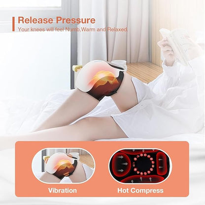 Abgrow Knee Massager with Heat, Infrared & Vibration Therapy for Joint Pain Relief, Arthritis & Cramps – Rechargeable Smart Knee Physiotherapy Machine for Men & Women