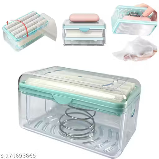 2 in 1 Bar Soap Roller & Dispenser, Cloth Washing Soap Roller, Laundry Rolling Soap Box, Soap Holder with Drain Holes, Case Foaming Soap Bar with Lid, Soap Savers, Rubber Roller,