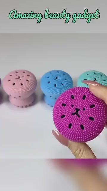 Facial Cleansing Brushes, Cute Octopus Shape Silicone Face Scrubber Massager Skincare Tool (1PC)