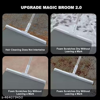 Multifunctional Magic Broom Sweeper | Detachable Indoor Cleaning Broom | Silicone Floor Squeegee Broom with Extended Handle | 180-Degree Rotatable Wiper (2 in 1)