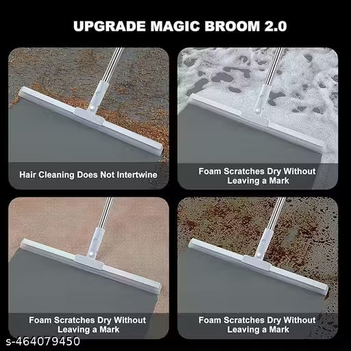 Multifunctional Magic Broom Sweeper | Detachable Indoor Cleaning Broom | Silicone Floor Squeegee Broom with Extended Handle | 180-Degree Rotatable Wiper (2 in 1)